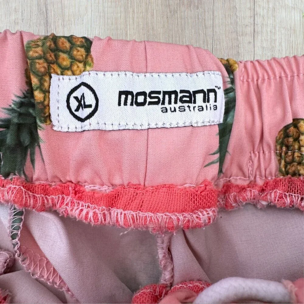 Mossman Australia Swim Trunks Pink Pineapple Print Mens XL Tropical Swimsuit
